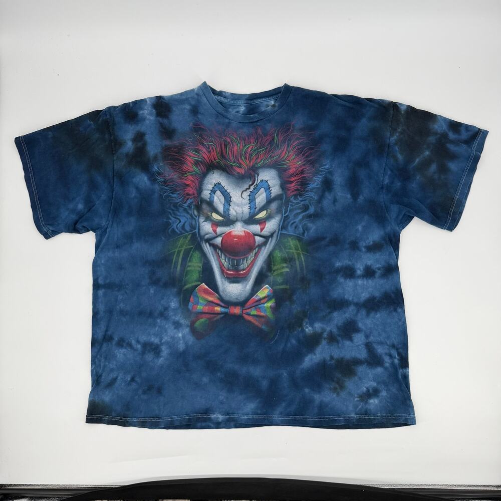 Liquid Blue Evil Clown T Shirt Blue Tie Dye Horror Graphic Short Sleeve